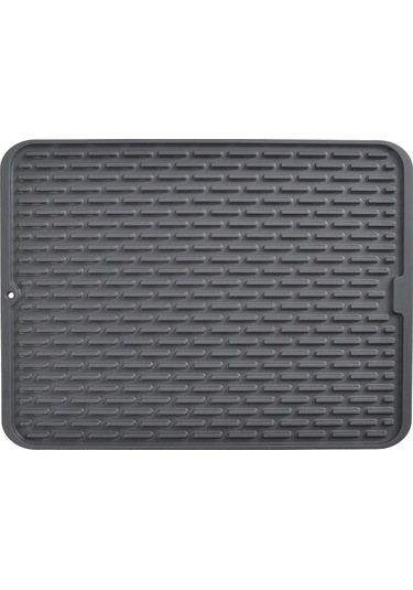 Lichen 2'li Set, Dikdörtgen Silikon Bulaşık, Drenaj Matı, Mutfak Gri