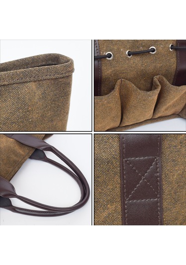 Symbee Kahverengi Kumaş Bahçe Aletleri Çantası - Sağlam Taşıma, Kolay Temizleme Ve Geniş Depolama Kapasitesiyle Bahçe, Çimen Ve Çiftlik İçin