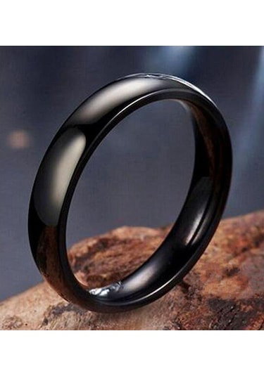 6 Mm Bombeli Çelik Alyans Çifti Söz Yüzükleri Siyah Cl12