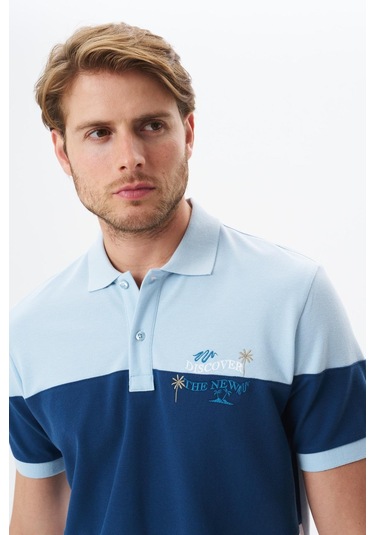 Arma Erkek Regular Fit % 100 Pamuk Pike Polo Yaka Tişört Y29374355302 Mavi-m1 Mavi