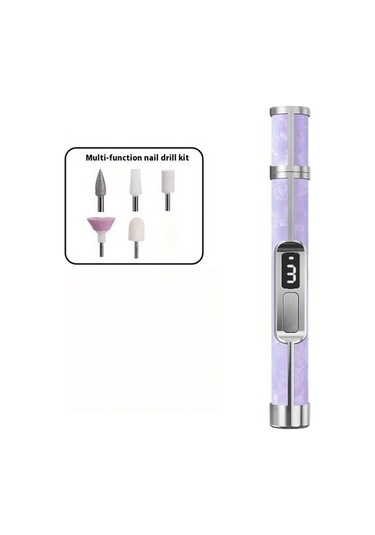 Willowhaven Profesyonel Tırnak Taşlama Ve Cilalama Kalemi Mor Kolay Paket 5 Başlık Kablosuz 3 Hız Usb C Şarj Ev Salon Manikür Pedikür