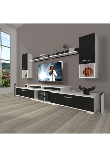 Decoraktiv Flex 5da130 Mdf Tv Ünitesi Tv Sehpası Beyaz - Siyah