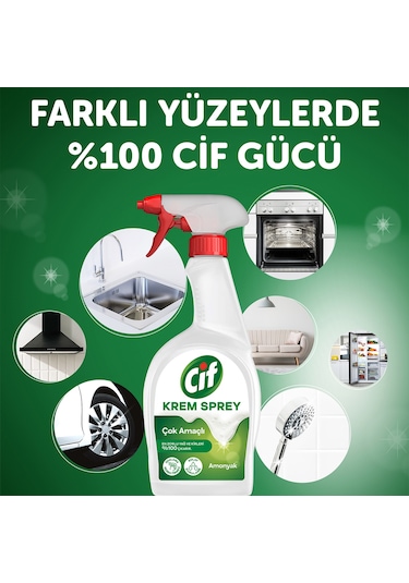 Cif Krem Sprey Ultra Yağ Çözücü 750 ML + Cif Krem Sprey 750 ML
