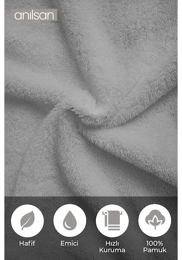 4'lü Gri Greek El Havlusu - 50x90 Cm Gri