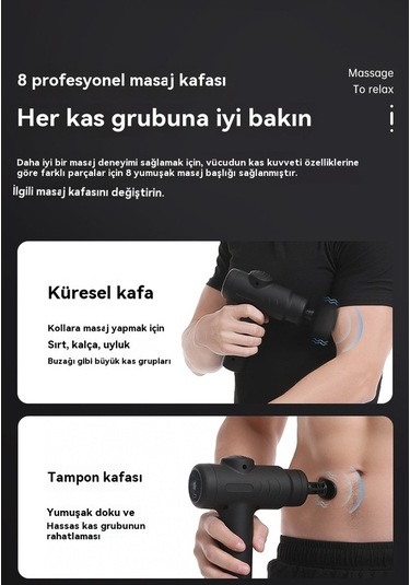 Pazly Fascia Gun Kas Gevşetme Masaj Aleti Şarjlı Sessiz Siyah Model siyah
