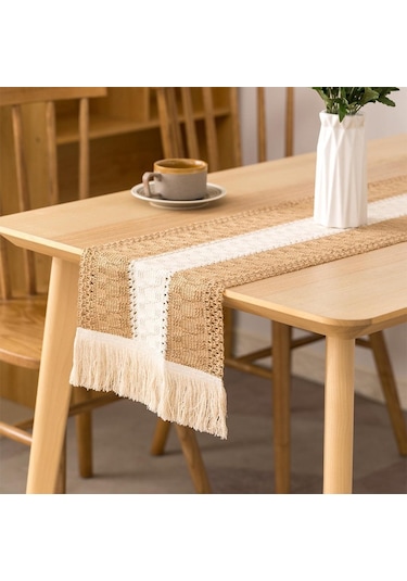 Suntek Parti Çiftlik Evi Ev 30x280cm Için Pamuk Keten Makrome