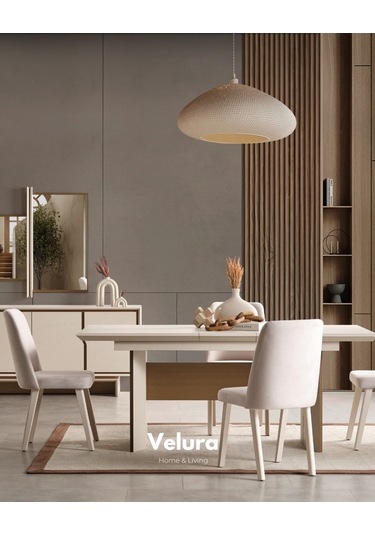 Rota Yemek Odası Takımı Yemek Masası + 4 Adet Sandalye Krem