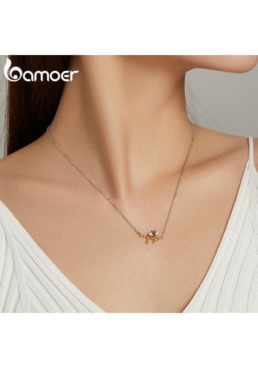 Bamoer 925 Ayar Gümüş Canlı Bumblebee Ve Tatlı Bal Kolye Parlak Emaye Kaplama Altın Zincir Kolye Kadınlar İçin Moda Takı Altın Bamoer 925 Ayar Gümüş Canlı Bumblebee Ve Tatlı Bal Kolye Parlak Emaye Kaplama Altın Zincir Kolye Kadınlar İçin Moda Takı Altın