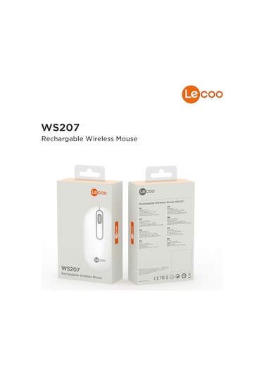 Lecoo WS207 Kablosuz 1600DPI 4 Tuşlu Sessiz Şarj Edilebilir Kompakt Optik Mouse