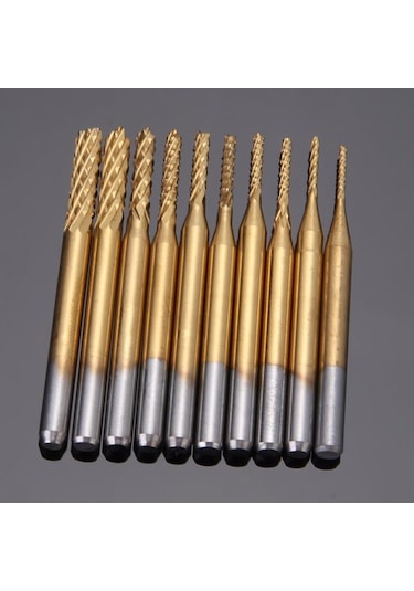 Cnc End Mill Gravür Kesici Karbür 10 Adet 0.8/3.175mm Pcb, Smt, Cnc Matkap Uç
