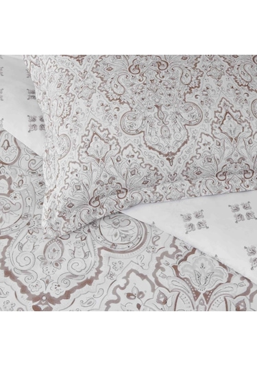 Taç Pamuk Saten Nevresim Takım Cassandra Gri Çift Kişilik Gri