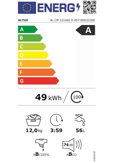 Altus AL CM 121460 D 1400 Devir 12 KG Çamaşır Makinesi