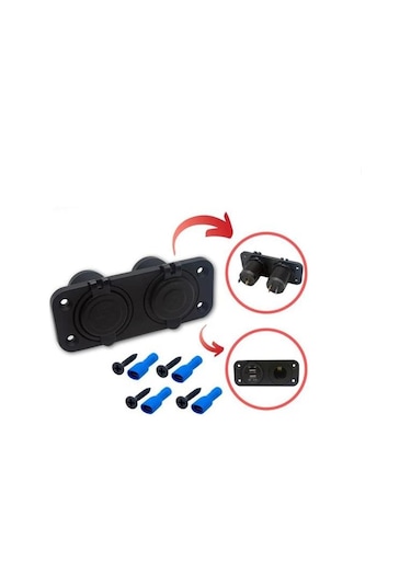 Çift Usb Araç Şarj Soketi Ve Çakmaklık 2.1a/1a - 12 V Marin Ve Karavan