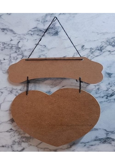 Hobi Adn Dekoratif Kapı Süsü Kalpli Model Ahşap Mdf Ham Cnc Kesim El Yapım Ahşap