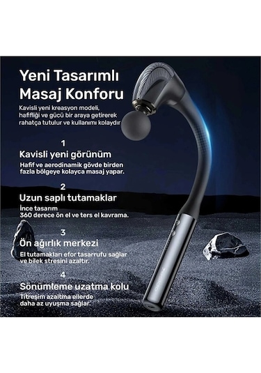 4 Başlıklı Uzun Saplı Ergonomik Profesyonel Sporcu Masaj Tabancası Çok Renkli