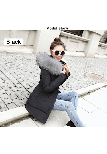 Barbora Kışlık Yaka Kürklü Uzun Kadın Şişme Mont Bt122S