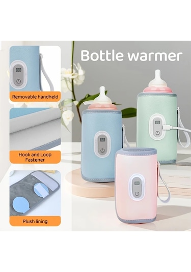 Boatshop1 Yeşil Taşınabilir Dijital Ekranlı Şişe Isıtıcı Usb Isıtma 5 Hızlı Sıcaklık Kontrolü Evrensel Uyumluluk