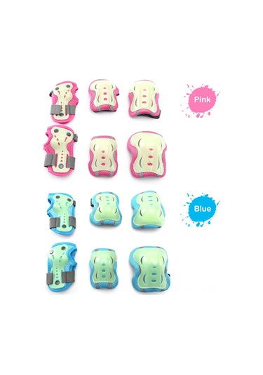 Ranyeek Pembe M Boy Paten Koruyucu Seti - 6 Parça Diz Dirsek Bileklik Çantası Çok Renkli