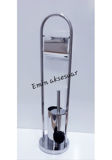 Paslanmaz Ayaklı Lüx Tuvalet Kağıtlık+ Klozet Fırçası Krom