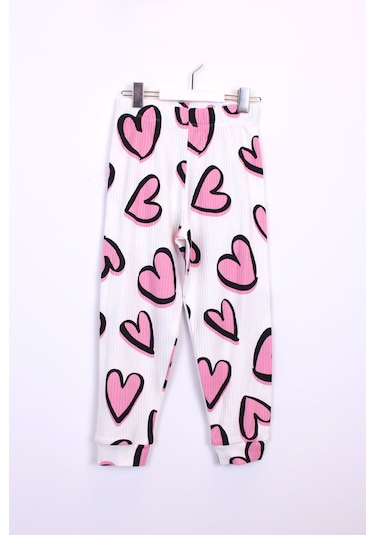 Zuzunga Kalp Desenli Fitilli İnterlok Kumaş %100 Pamuk Kız Çocuk Pijama Takımı Beyaz Zuzunga Kalp Desenli Fitilli İnterlok Kumaş %100 Pamuk Kız Çocuk Pijama Takımı Beyaz