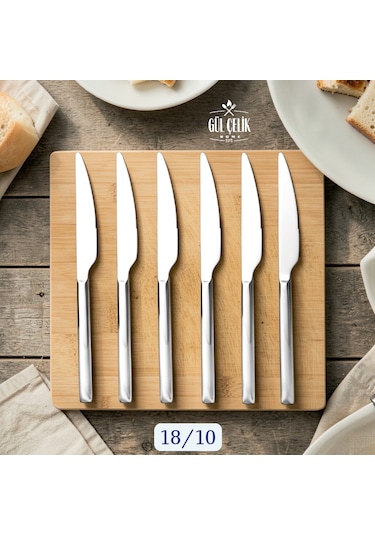 Sade 6 Lı Yemek Bıçak Takımı 18/10 Paslanmaz Çelik