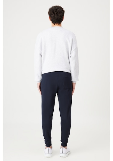 AC&Co / Altınyıldız Classics Standart Fit Normal Kesim Pamuklu Baskılı Cepli Erkek Eşofman Altı Lacivert