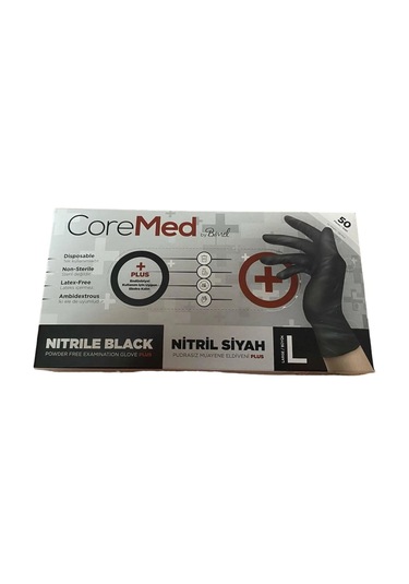 Nitril Eldiven Siyah Corefood L 100 Adet