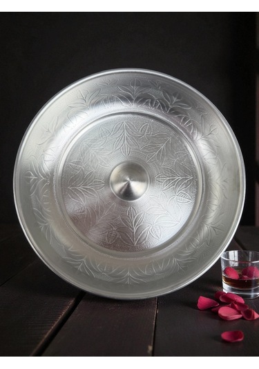 Hamam Tası İşlemeli Alüminyum Banyo Hamam Tası 20 Cm Gümüş