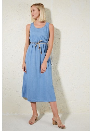 Gimer - Ip Askılı Elbise - Lev1235G Mavi