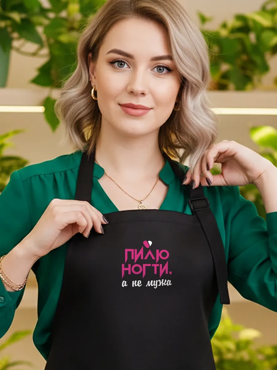 Vau Fartuk Manikür Ustası İçin Baskılı Önlük 170253738 Siyah