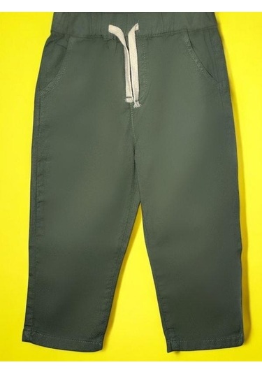 Erkek Bebek Keten Beli Paçası Lastikli Pantolon-15708 Yeşil