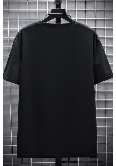 Erkek Belive İn Yourself Baskılı Oversize Tshirt Siyah