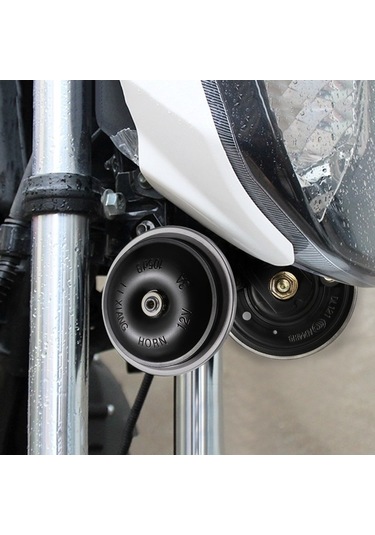 Createtech 12v Motosiklet Kornası - 105db Siyah Metal Korna