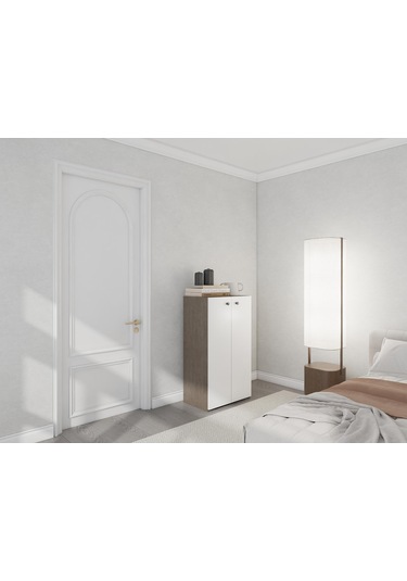 2 Kapaklı Çok Amaçlı Dolap Antrasit Meşe Antrasit - Beyaz