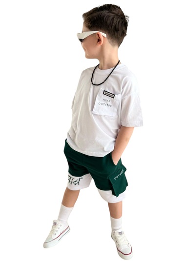 Erkek Çocuk Önü Arkası Artist Yazılı Torba Cepli Şortlu Takım