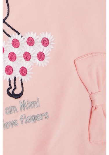 Breeze Kız Çocuk Eşofman Takım Çiçek Temalı Tavşancık Nakışlı 1-4 Yaş, Pembe-pembe Pembe