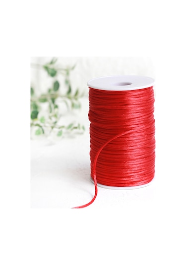 Kırmızı floş ip (sıçan kuyruğu), 2 mm  5 metre Kırmızı