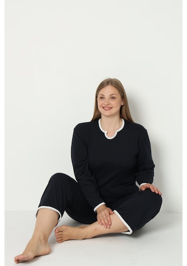 Fames Pijama Yazlik Büyük Beden Pijama Takim Lacivert