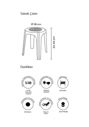 Papatya İnci Plastik Tabure - Bahçe Balkon Taburesi