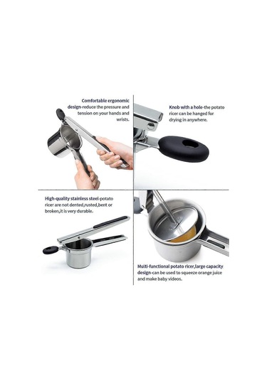 Patates Ezici, Patates Püresi İçin Ezici, 3 Değiştirilebilir Diskli Paslanmaz Çelik Patates Ezici Ezici Mutfak Aleti Pürüzsüz Kremalı Püre Tencere Yaratır