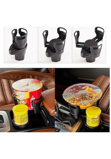 2in1 Araç İçi Şişe Bardak İçecek Tutucu Çift Kupa AL3479 Karbon