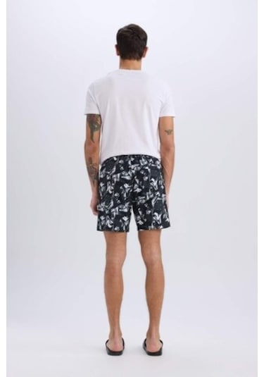 Defacto Defactofit Regular Fit Baskılı Esnek Dokulu Diz Boyu Sporcu Deniz Şortu B5994ax25hsbk81 Siyah