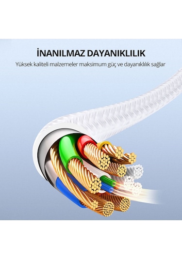 Aukey Cb-cd45-wh Pd Naylon Örgülü Type-c Type-c Şarj Kablosu 0.9m