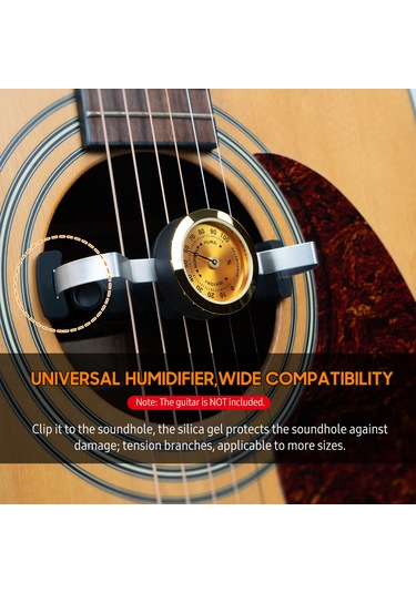 Yifomall Guitto Ghd-03 Gitar Nemlendirici - Akustik Ve Klasik Gitar Bakımı İçin İmleçli Nem Ölçer Siyah, Ghd-01 Güncellenmiş Versiyon