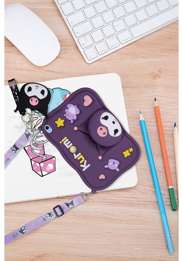 Apple Ipad 8. Ve 9. Nesil 10.2 Inç 2020 / 2021 Uyumlu Kedi Kılıf Standlı Eğlenceli Koruma Purple