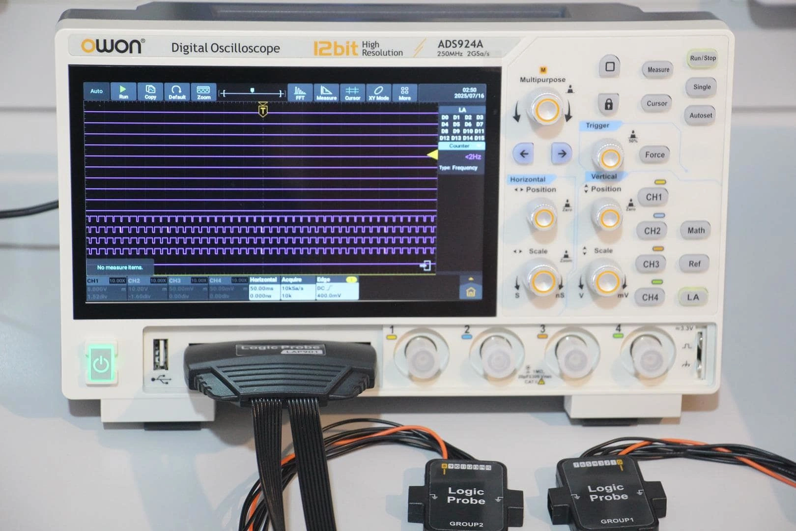 Owon Ads924a Osiloskop-250mhz-4ch-7''dokekr-la-12 Bit