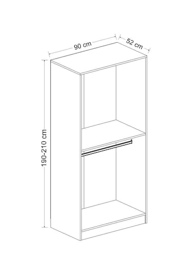 Minar Kale 2 Kapaklı Dolap Dore Antrasit 210cm