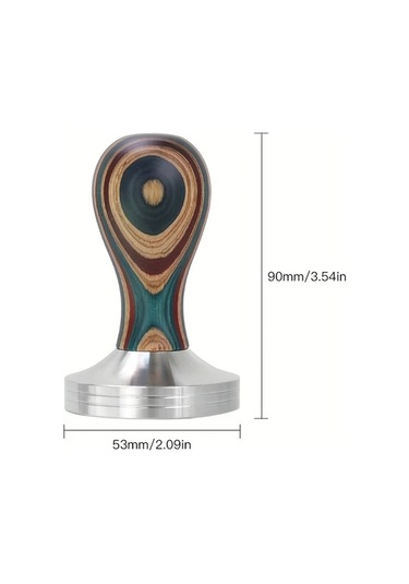 Motion003 1 Adet Alıkısscafe Premium 58.35 Mm Kahve Dizgisi 304 Paslanmaz Celik Cikarilabilir Duz Taban Renkli Ahsap Sap Espresso Demleme Icin Ahşap