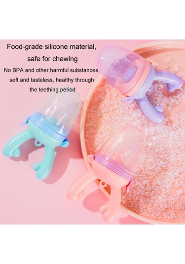 Sones Bebek Emziği Meyve Sebze Yardımcı Besleyici Sevimli Geyik Meyve Isırık Kese Diş Kaşıyıcı, Renk: Mor