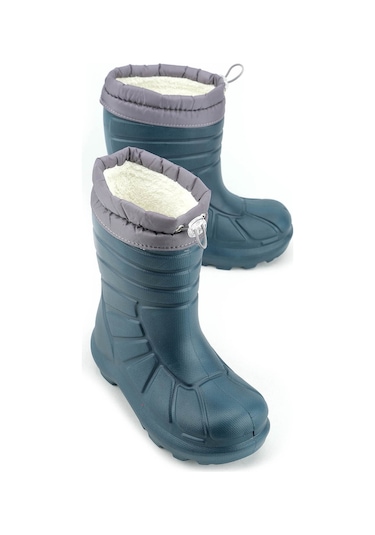 Gezer Erkek Çocuk Kışlık Eva Boğazdan Lastikli Sessiz Taban Kar Bot Çizme Siyah-Fuşya